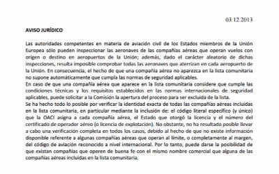 Companhias aéreas proibidas na UE_Actualização 05.12.2013