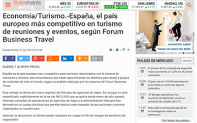 Spain, the most competitive European country in meetings and events tourism, according to Forum Business Travel
