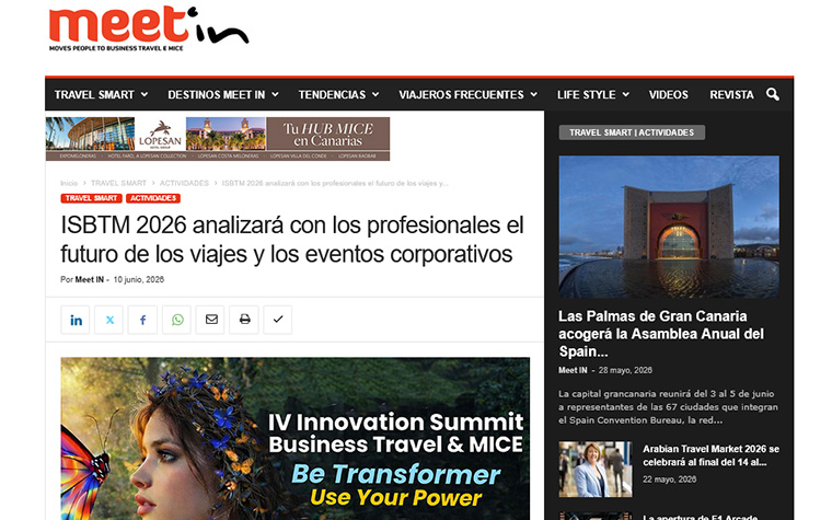 ISBTM 2026 analizará con los profesionales el futuro de los viajes y los eventos corporativos